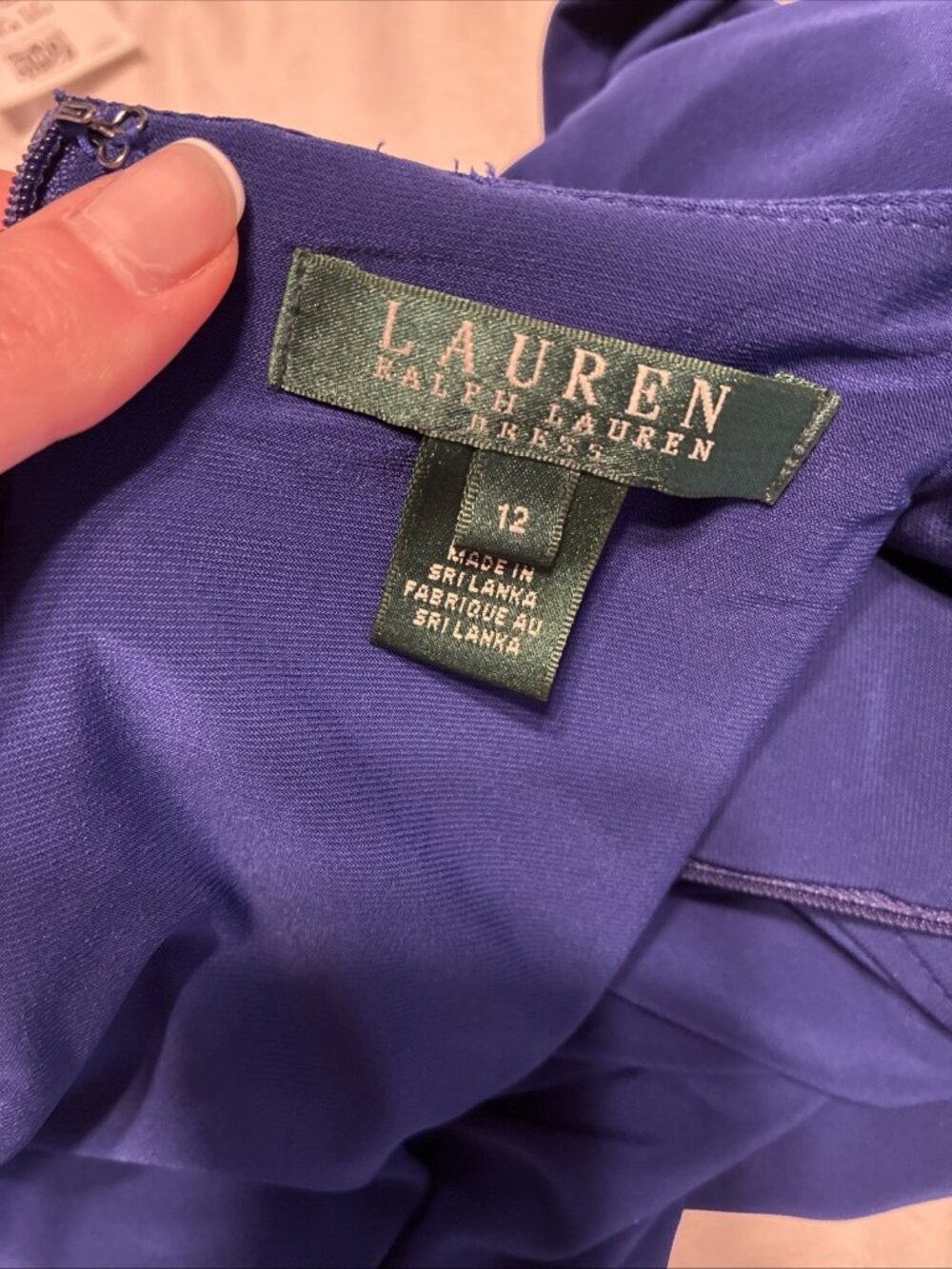 Lauren Ralph Lauren Size 12 Large Cobalt Blue Belted Tank Wide Leg Jumpsuit - Picture 4 of 5
